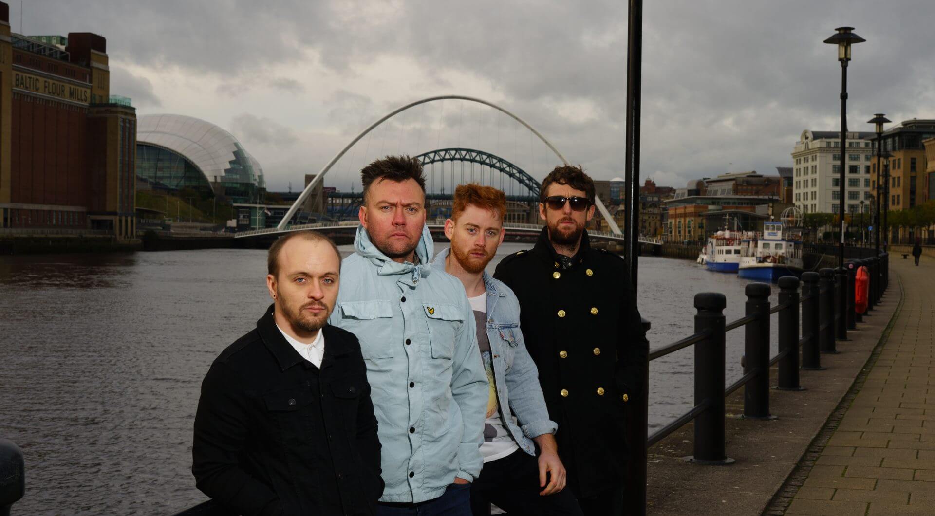 The Jet Reds standing in a line on Newcastle Quayside